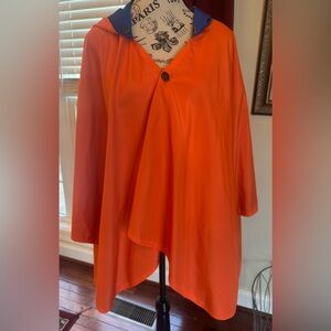 RainCaper Blue Orange Reversible Poncho Hood Travel Pouch One Size New Rain Wind